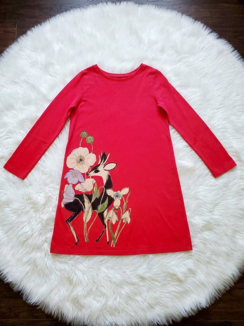 Tea Collection Pink Deer Dress Size 12